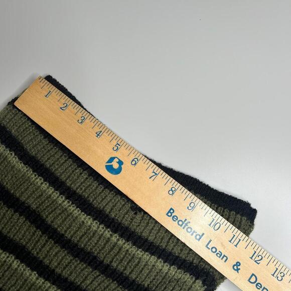 Y2K Grunge Distressed Cropped Sweater Green Black Striped Bell Sleeve Romwe M - Picture 2 of 9